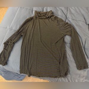 SO Black and White Striped Turtleneck Top
